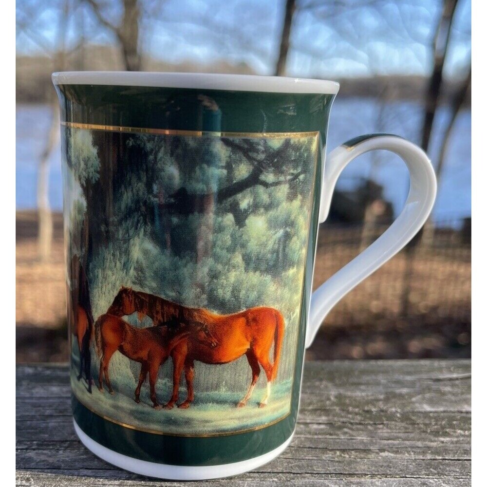 Stubbs for Greenbrier Horse Coffee Mug Pastoral Scene Picturesque Fine Porcelain
